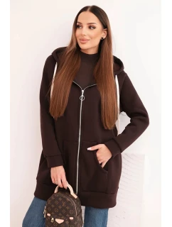 Zateplená mikina so zipsom hnedá