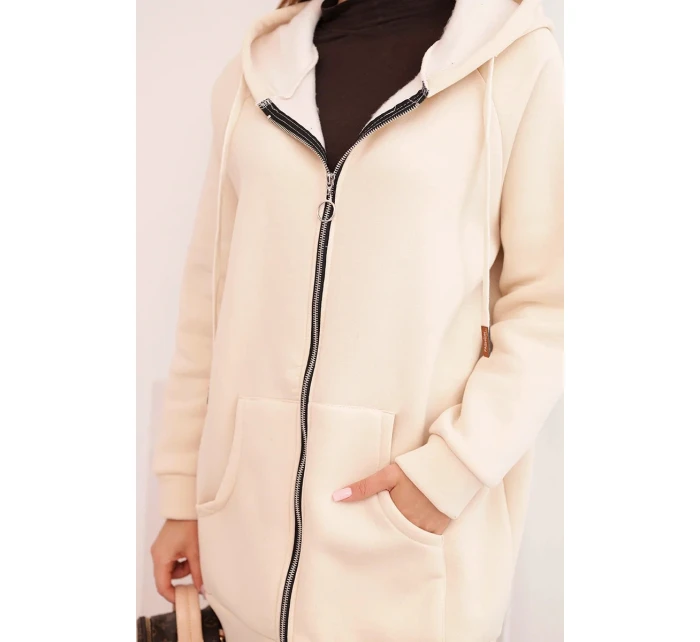 Dámska mikina s kapucňou a zipsom, béžová Dámska mikina s kapucňou a zipsom, béžová