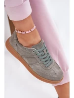 Zamszowe Niskie Sneakersy Damskie Zielone Paliana