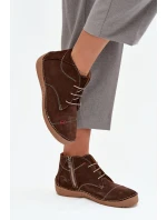 Skórzane Półbuty Damskie Z Przeszyciami Na Zamek Artiker 57C2117 Brązowe