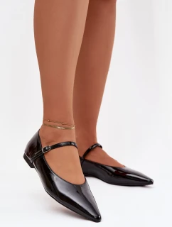 Lakované baleríny s páskem černé Jarelle