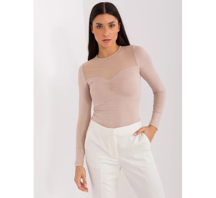 Bluzka RV BZ model 19768918 ciemny bezowy - FPrice Bluzka RV BZ model 19768918 ciemny bezowy - FPrice