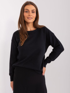 Čierny dámsky klasický sveter s dlhými rukávmi