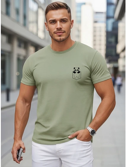 Pánske bavlnené tričko s malým potlačou, zelené, FashionStreet NX5131R