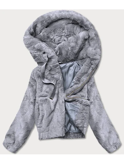Krátká šedá dámská kožešinová bunda model 17552882 - S'WEST