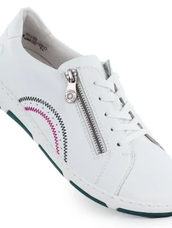 Dámske biele kožené poltopánky na zips Rieker 42424-80