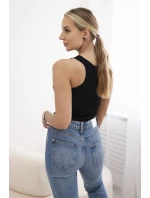 Rebrovaná blúza s trblietkami čierna Rebrovaná blúza s trblietkami čierna