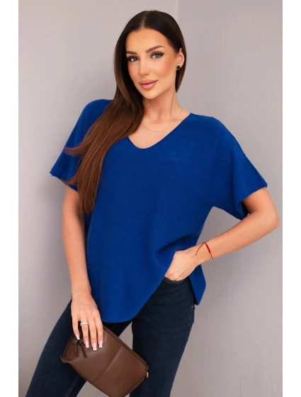 Dámská blůza s krátkým rukávem a výstřihem model 21924493 - K-Fashion