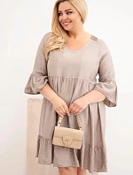 Dámske plus size viskózové šaty s čipkovaným lemom Fango
