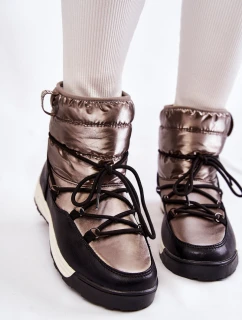 Damskie Śniegowce Memory Foam Big Star KK274275 Srebrno-Czarne