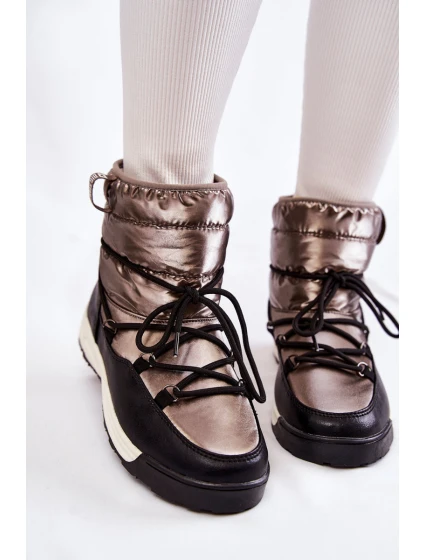 Damskie Śniegowce Memory Foam Big Star KK274275 Srebrno-Czarne