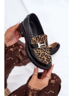 Kožené Lakované Mokasíny Leopard model 21691262 Černé - VINCEZA