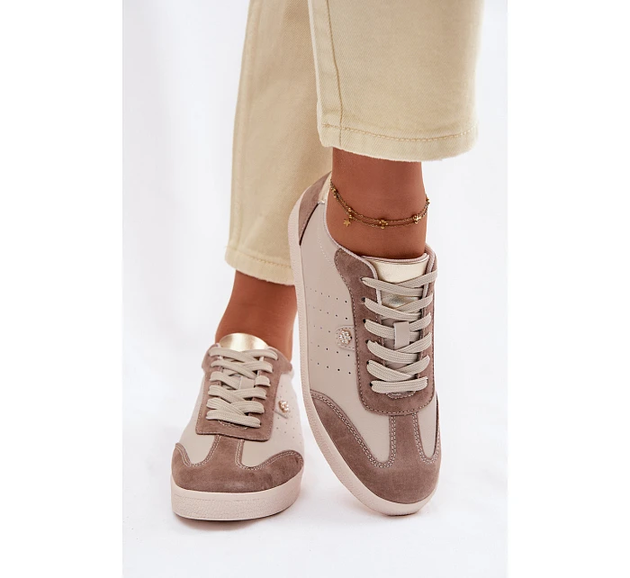 Dámské tenisky z přírodní kůže LR61-7091 Béžové
