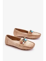 Dámské semišové mokasíny s krystaly Béžove Lucille Dámské semišové mokasíny s krystaly Béžove Lucille