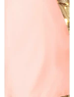 Dámské trapézové šaty v pastelově růžové barvě s rozšířenými rukávy model 7268097 - numoco