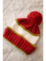 Dámska čiapka Kinga K297 červená+svetlá khaki+ecru Dámska čiapka Kinga K297 červená+svetlá khaki+ecru