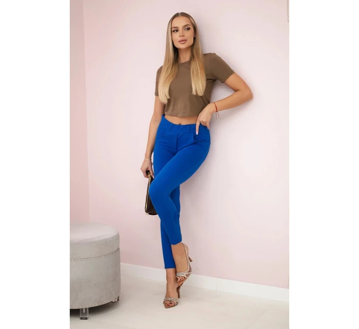 Bavlnené nohavice s mašľou v chrpovo modrej farbe