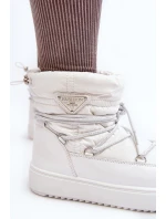 Dámské sněhule na platformě s vázáním bílé model 21641618 - Boto Dámské sněhule na platformě s vázáním bílé model 21641618 - Boto