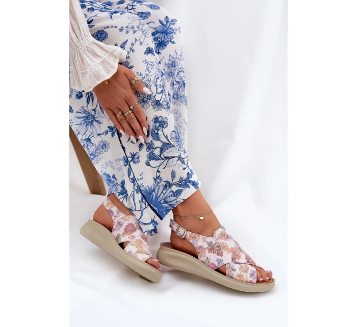 Sandały Damskie Z Eko Skóry W Kwiaty Multikolor Tosmelia Sandały Damskie Z Eko Skóry W Kwiaty Multikolor Tosmelia
