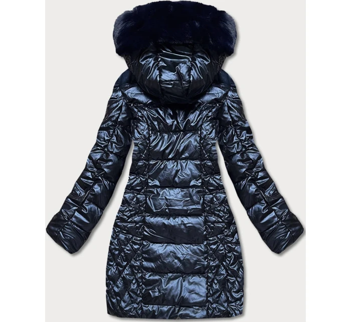 Dámska zimná bunda v tmavomodrej farbe (2M-028)