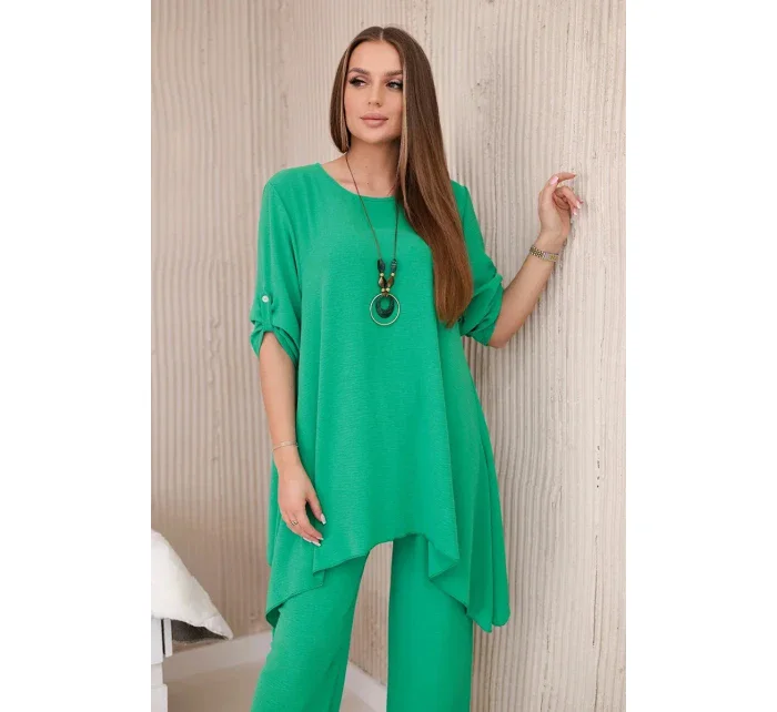 Sada halenky + kalhot s přívěskem jasně zelená