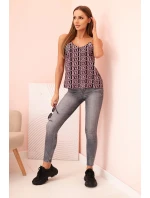 Dámská tílko s řetízkem a geometrickým vzorem tmavě růžová Dámská tílko s řetízkem a geometrickým vzorem tmavě růžová