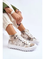 Dámské tenisky High Big Star model 21608921 Bílá a zelená - Big Star Shoes Dámské tenisky High Big Star model 21608921 Bílá a zelená - Big Star Shoes