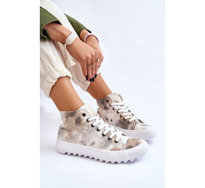 Dámské tenisky High Big Star model 21608921 Bílá a zelená - Big Star Shoes Dámské tenisky High Big Star model 21608921 Bílá a zelená - Big Star Shoes