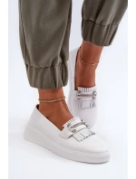 Lehké dámské kozačky z kůže na platformě bílé model 21655886 - S.Barski