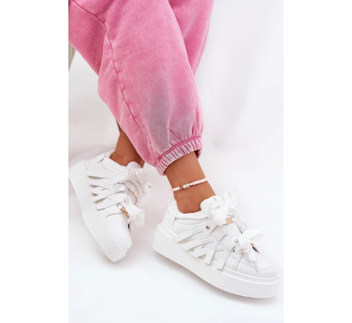 Eko Kožené Tenisky Na Platformě Bílé model 21687580 - Boto