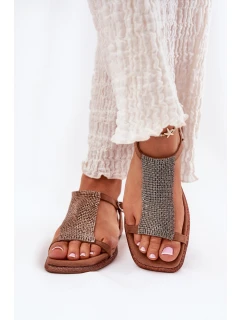 Plné Elegantní Dámské Sandály S  Hnědé model 21693526 - Artiker