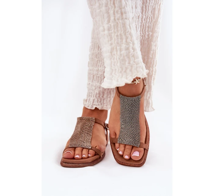 Plné Elegantní Dámské Sandály S  Hnědé model 21693526 - Artiker