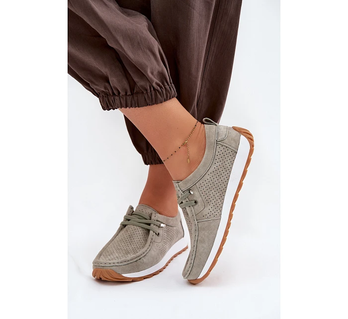 Dámské polobotky z přírodního semiše Zelená Amela