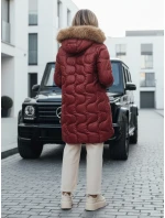 Dámská zimní bunda prošívaná s kapucí bordó Dstreet model 21990518 - FashionStreet