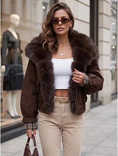 Krótka kurtka damska z  brązowa model 22341043 - FashionStreet