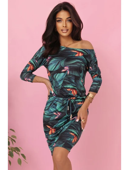 13-166 Športové šaty s vreckami a viazankou - 3D listy