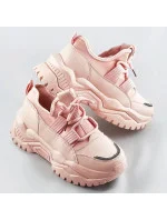 Ružové šnurovacie sneakersy na platforme (RA5)