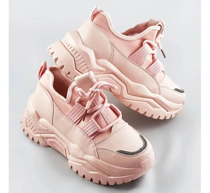 Ružové šnurovacie sneakersy na platforme (RA5)