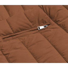 Obojstranná čierno-karamelová dámska zimná bunda (2M-21508)