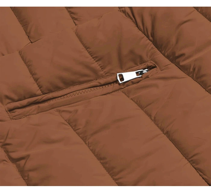 Čierno-karamelová obojstranná dámska zimná bunda (2M-21508)