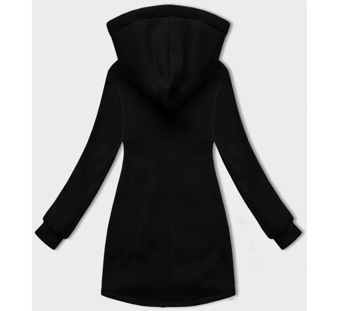 Dámska čierna mikina na zips z rôznych materiálov LHD (AMG-165) Dámska čierna mikina na zips z rôznych materiálov LHD (AMG-165)