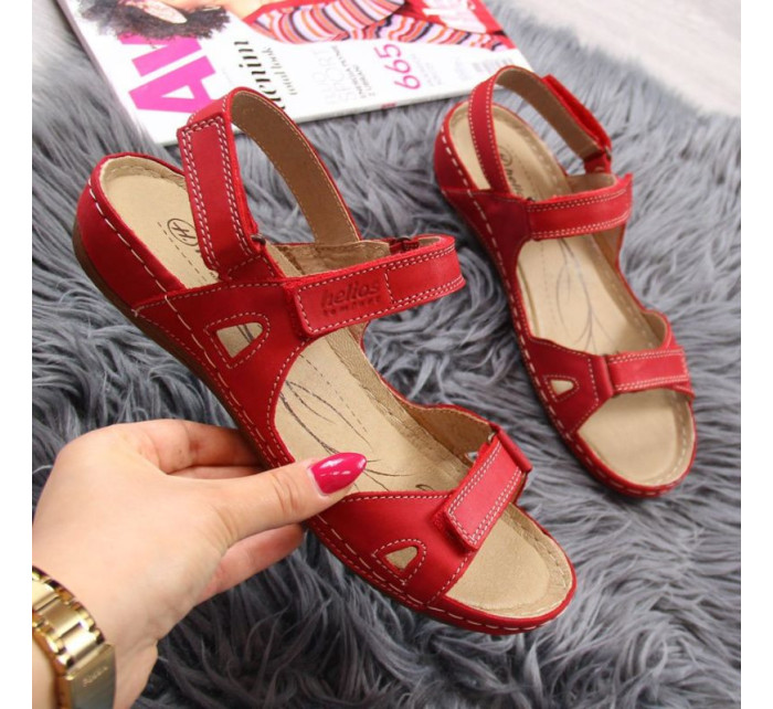Červené kožené sandále na suchý zips W Helios 205 women