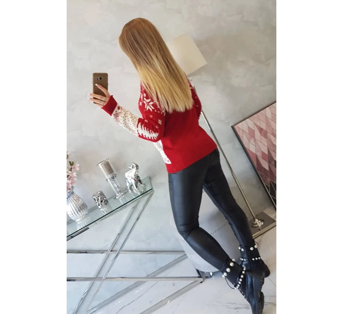 Vianočný sveter so Santa Clausom červený