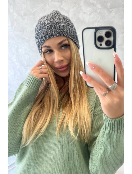 Fleecová čiapka Melisa K241 sivá+čierna