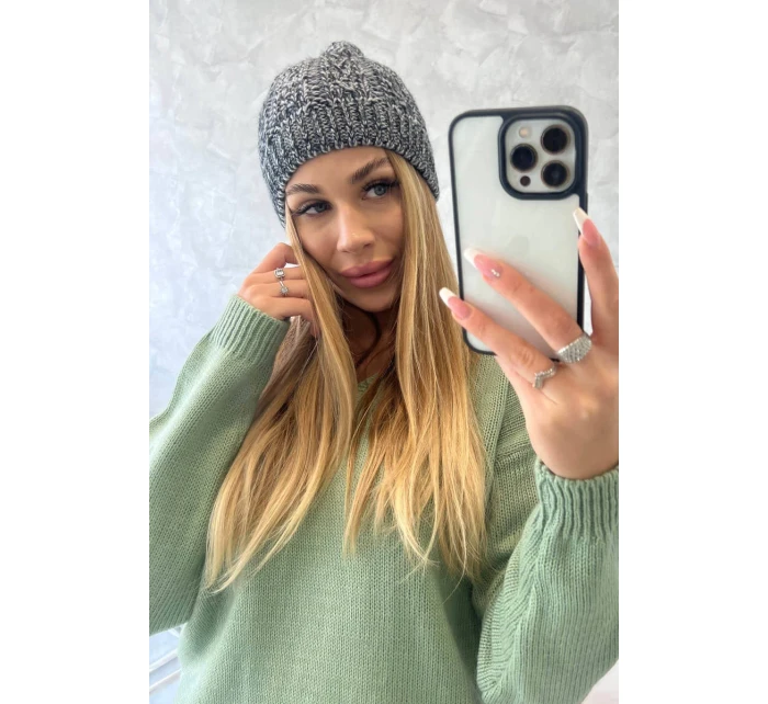 Fleecová čiapka Melisa K241 sivá+čierna