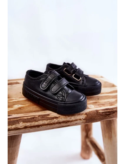 Dětské kožené tenisky na suchý zip BIG STAR model 21594834 Černá - Big Star Shoes