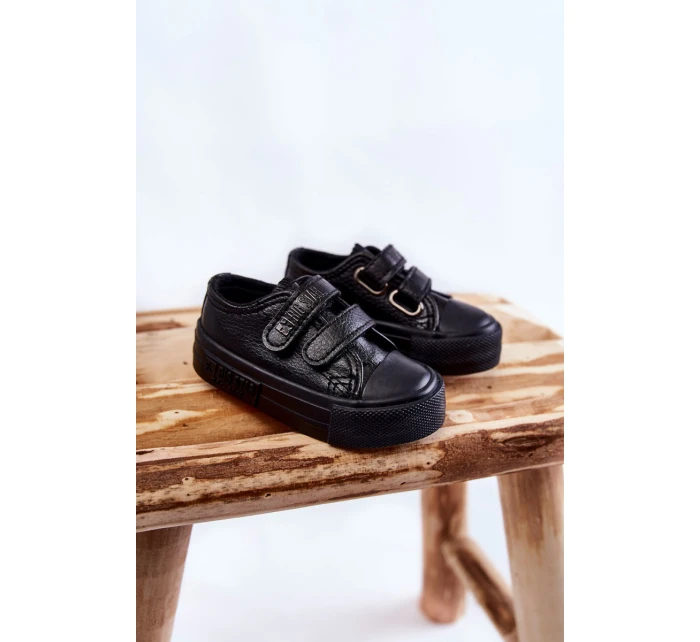 Dětské kožené tenisky na suchý zip BIG STAR model 21594834 Černá - Big Star Shoes Dětské kožené tenisky na suchý zip BIG STAR model 21594834 Černá - Big Star Shoes