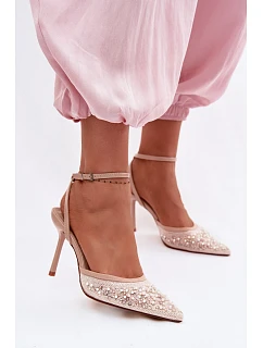 Dámské sandály na podpatku z eko kůže béžové model 22092162 - Boto