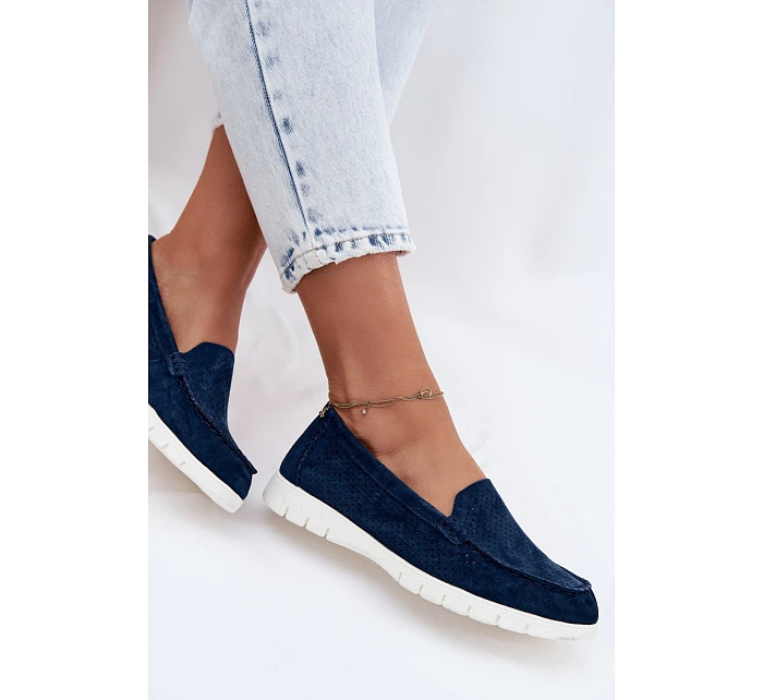 Dámské mokasíny z přírodního semiše Vinceza 95360 tmavě modré