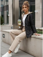 Dámska prechodná prešívaná bunda s predĺženým strihom čierna TY5606